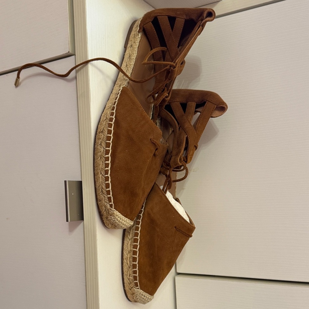Aquazzura Tan Lace-Up Espadrilles